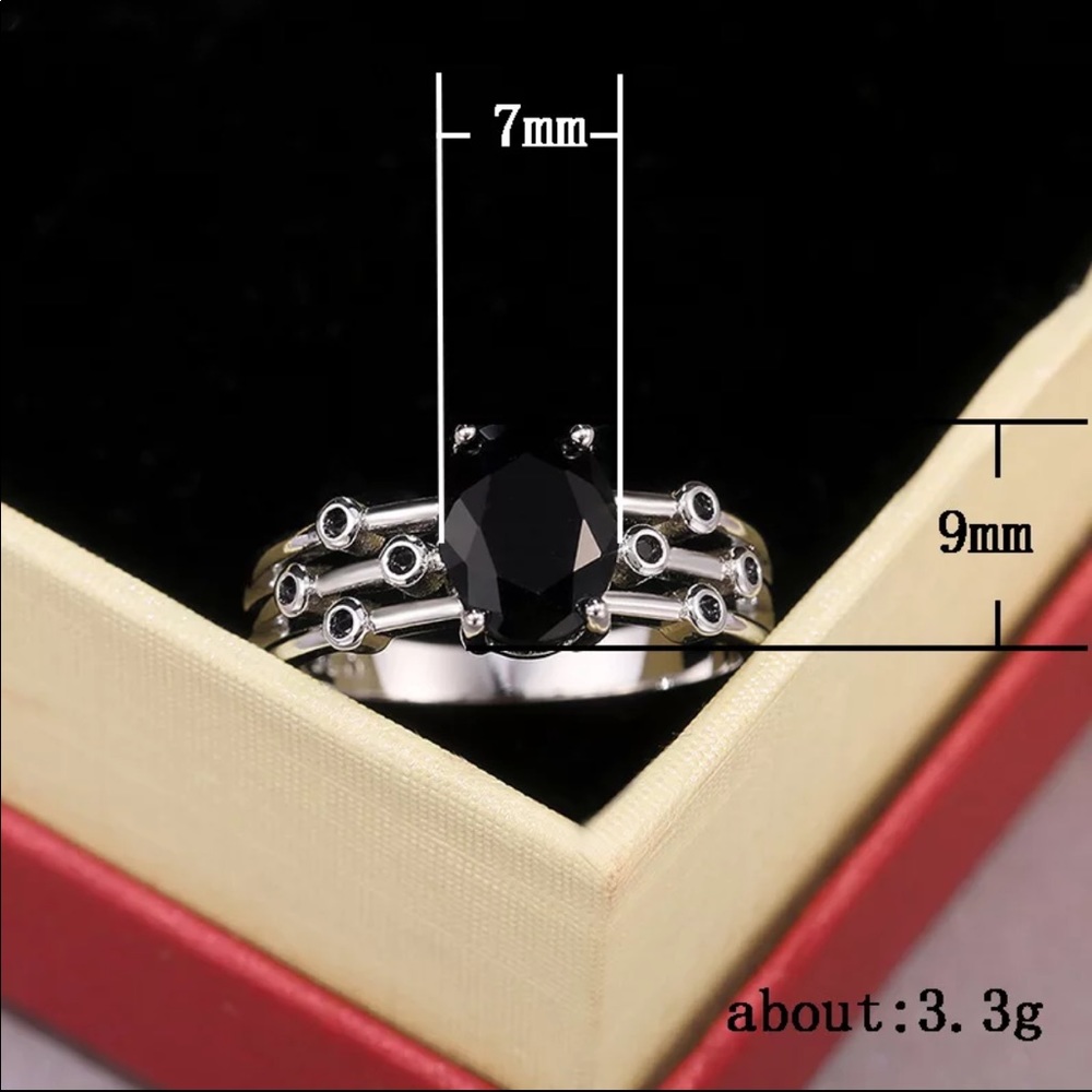 New Unisex 925 Silver Sapphire Stackable Ring - Picture 6 of 7